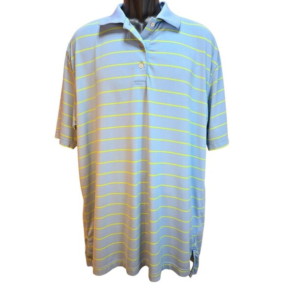 Peter Millar Mens Blue Striped Summer Comfort Polo Shirt Large - Picture 1 of 7